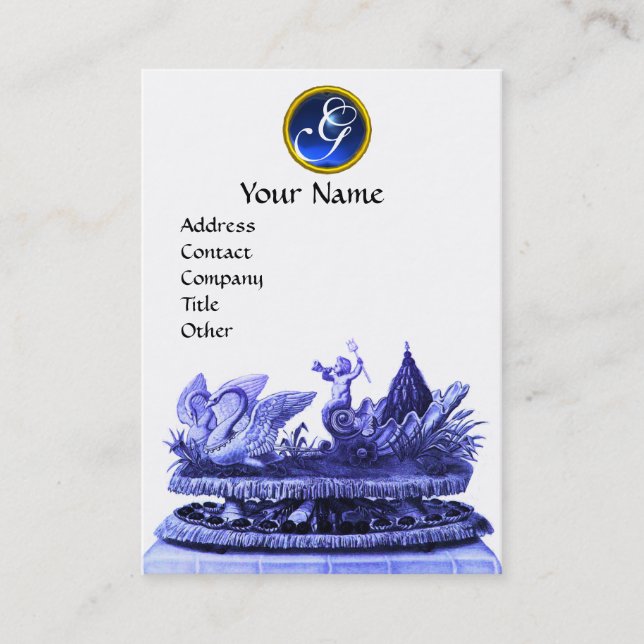 BLAUER CHARIOT VON SCHWANKEN MIT KUPPEN UND PASTER VISITENKARTE (Vorderseite)