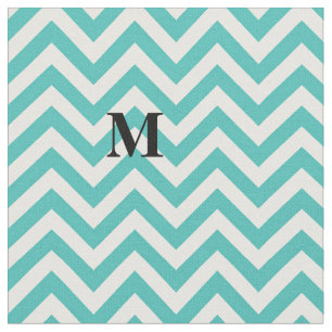Blauer Chevron mit Monogramm Stoff