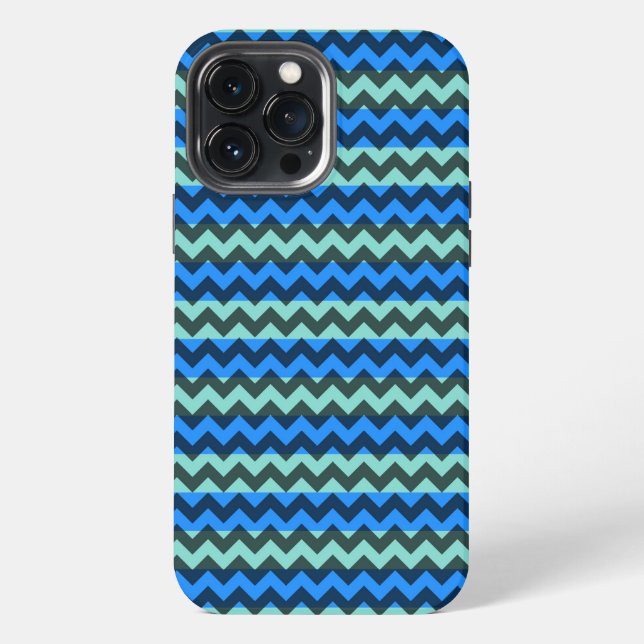 Blauer Chevron-Zickzack iPhone Hülle (Rückseite)