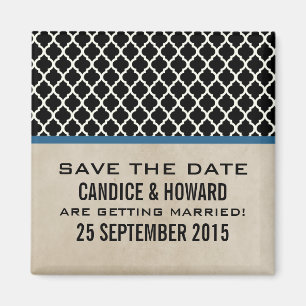 Blauer Chic Quatrefoil Save-the-Date-Magnet Magnet