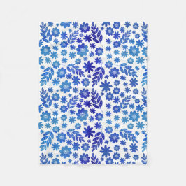 Blauer China Handgezeichnetes Blumenmuster Fleecedecke
