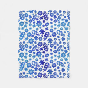 Blauer China Handgezeichnetes Blumenmuster Fleecedecke