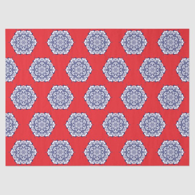 Blauer China Stil mit Kreaturen Seidenpapier (Vorderseite)