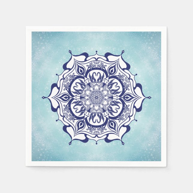 Blauer China Stil mit Kreaturen Serviette (Vorderseite)