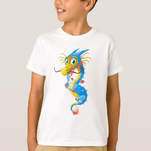 Blauer chinesischer Drache einzigartig T-Shirt