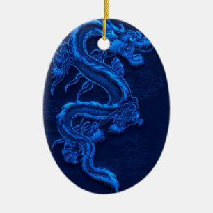 Blauer Chinesischer Drache Keramikornament