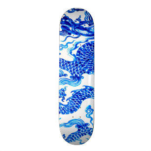Blauer chinesischer Drache Vintage-Vase Kunstwandt Skateboard