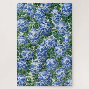 Blauer chinesischer Porzellan-Ginger-Topf Puzzle