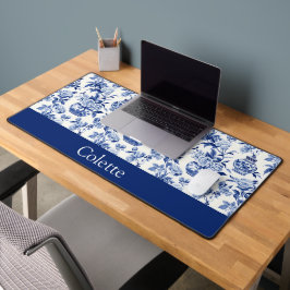 Blauer Chinoiserie-Monogramm-Name Schreibtischunterlage