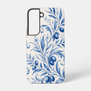Blauer Chinoiserie-Olivenzweig-Handyhülle Samsung Galaxy Hülle