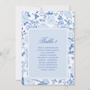 Blauer Chinoiserie-Toile-Sitzplan-Tischnummer