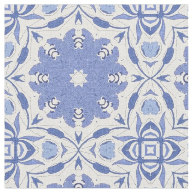 Blauer Chinoiserie viereckiger Dekorator Fabric Stoff (Nahaufnahme)