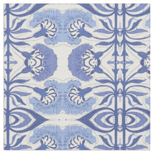 Blauer Chinoiserie Wiederholungs-Muster Dekoration Stoff
