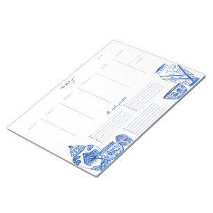 Blauer Chinoiserie-Wochenplaner Notizblock