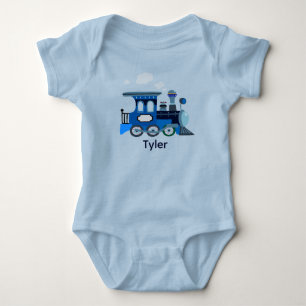 Blauer Choo Choo Baby Strampler
