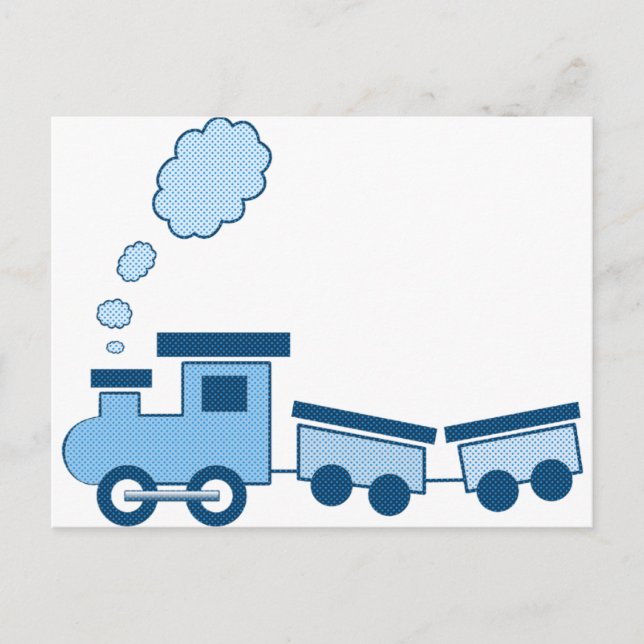 Blauer Choo Choo Zug Postkarte (Vorderseite)
