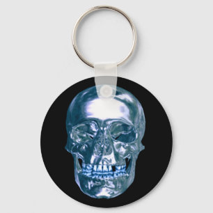Blauer Chrom-Totenkopf-Schlüsselanhänger Schlüsselanhänger