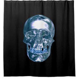 Blauer Chrome Skull-Duschvorhang Duschvorhang