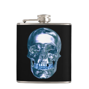 Blauer Chrome Skull Flask Flachmann