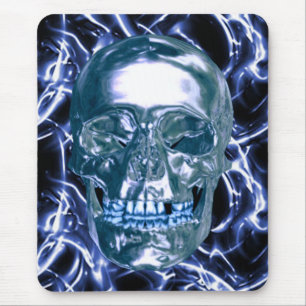 Blauer Chrome Skull Mouse Pad Mousepad