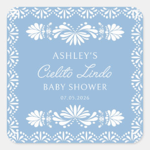 Blauer Cielito Lindo Junge Baby Shower Aufkleber
