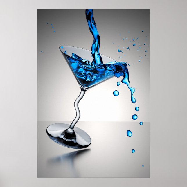 Blauer Cocktail Poster (Vorne)