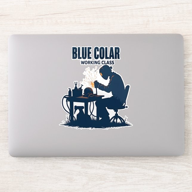 Blauer Collar-Arbeitsklassenschweißstolz Aufkleber (Computer)