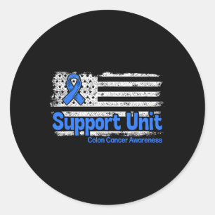 Blauer Colon Cancer Support Unit Flag Blauer Colon Runder Aufkleber