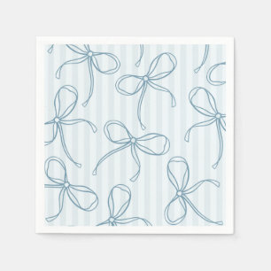 Blauer Coquette Bow Pastellfarben Streifen Tischde Serviette