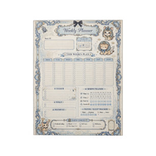 Blauer Coquette Purrfect Week Wochenplaner Notizbl Notizblock