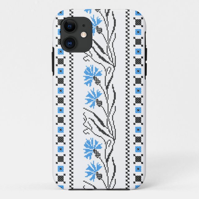 Blauer Cornflower-Kreuzstich-Design Case-Mate iPhone Hülle (Rückseite)