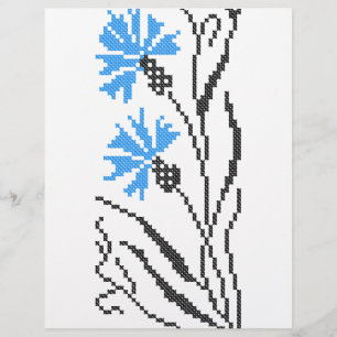 Blauer Cornflower-Kreuzstich-Design Flyer