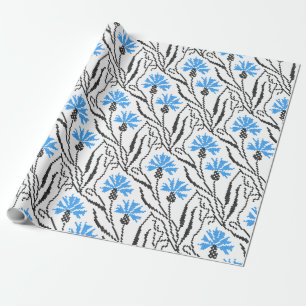 Blauer Cornflower-Kreuzstich-Design Geschenkpapier