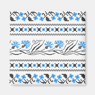 Blauer Cornflower-Kreuzstich-Design Magnet