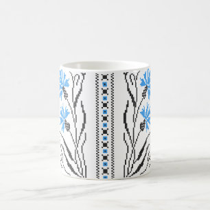 Blauer Cornflower-Kreuzstich-Design Tasse