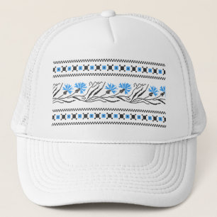 Blauer Cornflower-Kreuzstich-Design Truckerkappe