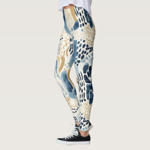 Blauer Creme Abstrakt Leggings