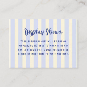 Blauer Creme Streifen Brautparty Display Dusche Begleitkarte