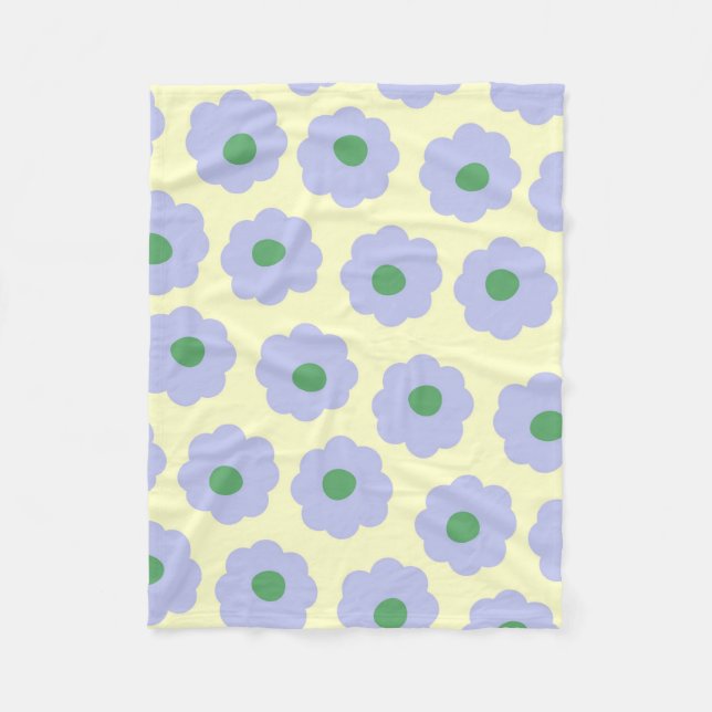 Blauer Creme Tropical Floral Frühjahr Sommer Fleecedecke (Vorderseite)