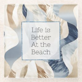 Blauer Cremesand Abstrakt Glasuntersetzer