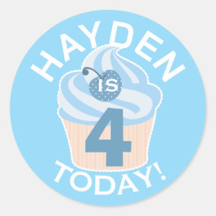 Blauer Cupcake zum individuellen vierten oder jede Runder Aufkleber