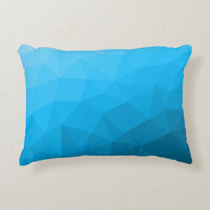 Blauer Cyan-Verlauf geometrisches Maschenmuster Dr Dekokissen
