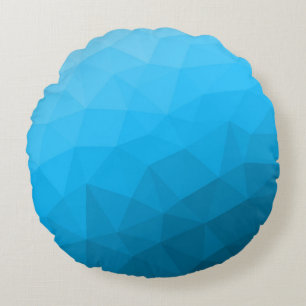 Blauer Cyan-Verlauf geometrisches Maschenmuster Dr Rundes Kissen