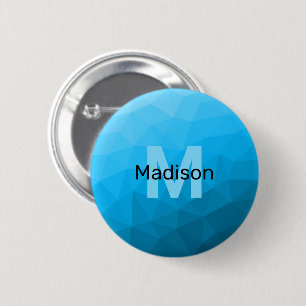 Blauer Cyan-Verlauf geometrisches Mesh-Muster Mono Button
