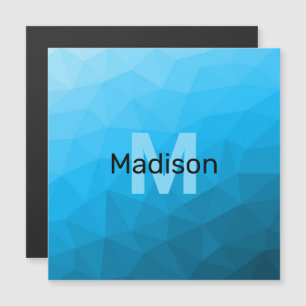 Blauer Cyan-Verlauf geometrisches Mesh-Muster Mono Magnetkarte
