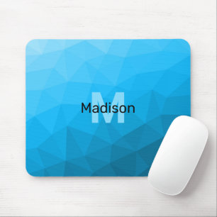 Blauer Cyan-Verlauf geometrisches Mesh-Muster Mono Mousepad