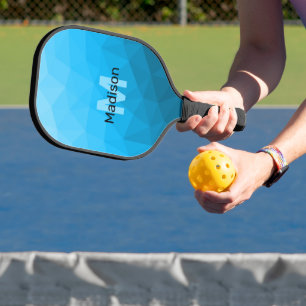 Blauer Cyan-Verlauf geometrisches Mesh-Muster Mono Pickleball Schläger