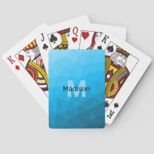 Blauer Cyan-Verlauf geometrisches Mesh-Muster Mono Spielkarten