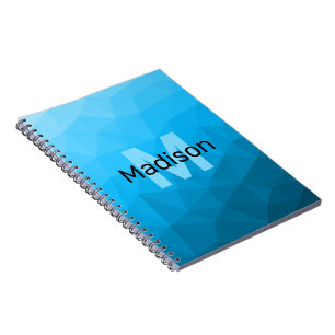 Blauer Cyan-Verlaufs geometrischer Mesh-Muster-Mon Notizblock