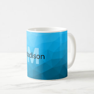 Blauer Cyan-Verlaufs geometrisches Netzwerkmuster  Kaffeetasse